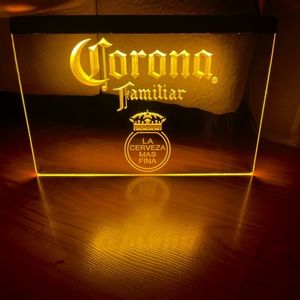CORONA FAMILIAR LED NEON GOLD LIGHT SIGN 8x12